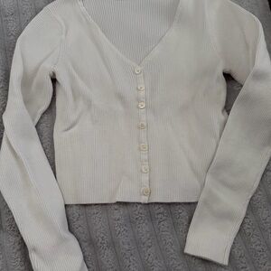 Brandy Melville Cream Ribbed Knit Top